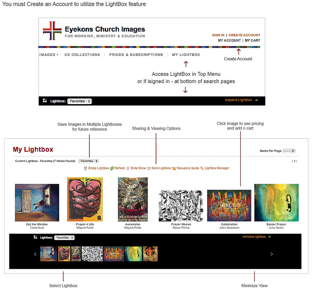 My Lightbox on the Eyekons Church Images Website