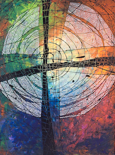 Blessed Are All Those Who Take Refuge in Him - Psalm 2:1-12 is mixed media painting by Lisa Doezema Schulist from the Art + Psalms Exhibit featured at the 2012 Calvin Symposium on Worship. The painting Blessed Are All Those Who Take Refuge in Him - Psalm 2:1-12 by Lisa Doezema  Schulist, along with the other art from the exhibit is offered to churches in the Art + Psalms CD Collection. The images are formatted for use as powerpoint, sermon illustrations and bulletin covers. The Art + Psalms CD Collection is available through Eyekons Church Image Bank.