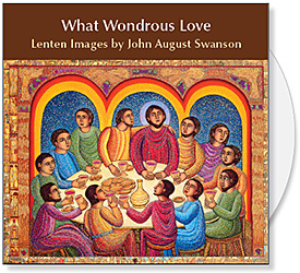 What Wondrous Love CD by John Swansons offers illustrations for What Wondrous Love - Holy Week in Word & Art, a DVD produced by Candler Seminary. The DVD features art by John Swanson along with commentary by Candler faculty. What Wondrous Love CD by John Swanson features 19 original serigraphs & paintings plus 71 detail images to illustrate the Lenten meditations on the DVD and for Lenten & Easter bulletin covers, powerpoint & web. What Wondrous Love CD of Lenten Images by John Swanson is available from Eyekons Church Image Bank.