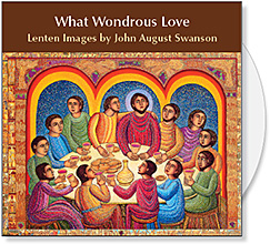 What Wondrous Love CD of Lenten images by John August Swanson provides illustrations for What Wondrous Love - Holy Week in Word & Art, a DVD produced by Candler Seminary. What Wondrous Love CD by John Swanson offers 19 images of original serigraphs & paintings plus 71 detail images to illustrate the Lenten meditations on the DVD and for Lent & Easter Church Bulletin Covers, Powerpoint Presentations & Websites. What Wondrous Love CD of Lenten Art by John Swanson is available from Eyekons Church Image Bank.