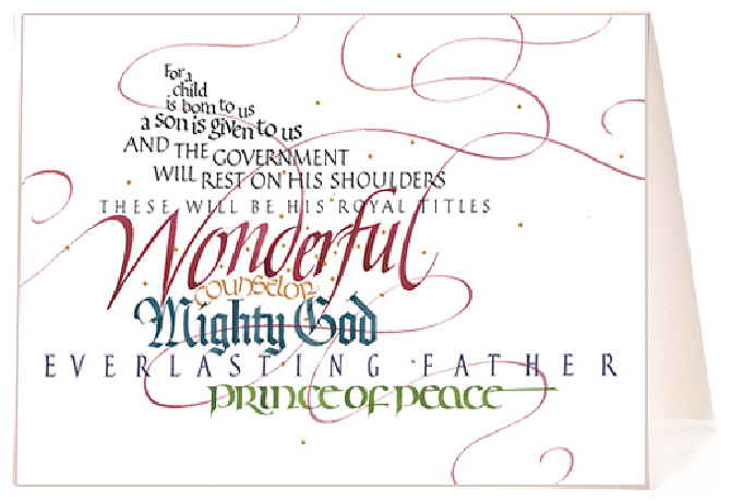 Tim Botts - calligraphy - Isaiah 9 6 Christmas Card