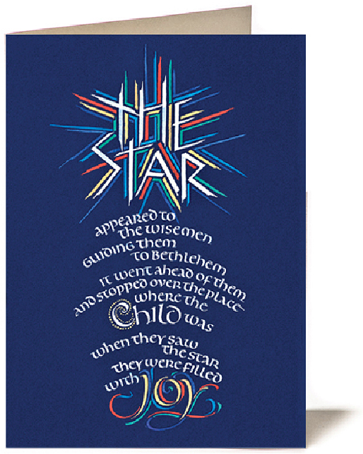 Tim Botts - calligraphy - Matthew 2 9-10 Christmas Card, The Star