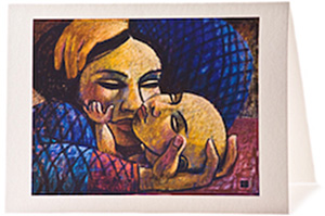 Madonna & Child in Blue, Giclee Christmas Card by Wayne Forte