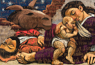 Rest on Flight to Egypt, by Wayne Forte, Giclee Prints and Christmas Cards Rest on Flight to Egypt, by Wayne Forte, Giclee Prints and Christmas Cards