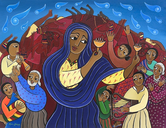 Miriam's Song: Sing a Joyful Noise Unto the World, by Laura James, Ethiopian Iconographer, Giclee print