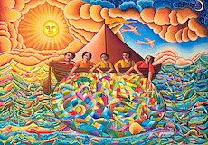 The Great Catch, a serigraph by John August Swanson, is available as a stock image from Eyekons Stock Image Bank, www.eyekons.com. Eyekons Stock Image Bank offers religious and spiritual stock images.