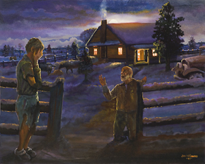 The painting Shelter from the Storm, by John McDonald is part of The Larry & Mary Gerbens Collection of Art inspired by the parable of the Prodigal Son. The John McDonald painting Shelter from the Storm, is featured in the book The Father & His Two Sons - The Art of Forgiveness