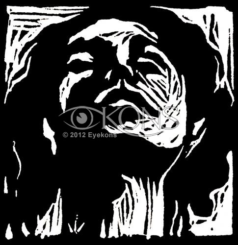 Saved, a linocut / woodcut by Steve Prince from his series Icarus Avenue