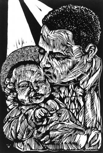 Joseph's Son, a linocut - woodcut by Steve Prince