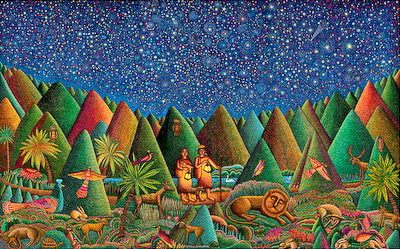 Psalm 23 | Serigraph by John August Swanson | Art + Psalms Exhibit | Calvin Symposium on Worship 2012 Psalm 23 is a serigraph by John August Swanson from the Art + Psalms Exhibit featured at the 2012 Calvin Symposium on Worship. The serigraph Psalm 23 by John Swanson, along with the other art from the exhibit is offered to churches in the Art + Psalms CD Collection. The images are formatted for use as powerpoint, sermon illustrations and bulletin covers. The Art + Psalms CD Collection is available through Eyekons Church Image Bank.