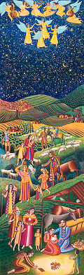 The Art for Advent CD offers the John Swanson serigraph Nativity as an illustration for A Thrill of Hope: The Christmas Story in Word & Art, a DVD produced by Candler Seminary for Advent Bible study, worship & ministry. The John Swanson Art for Advent CD contains 6 full images of the Advent serigraphs: A Visit, Nativity, Shepherds, Epiphany, Flight Into Egypt & Presentation in the Temple along with 111 detail images of the serigraphs. The Art for Advent CD provides churches with Advent & Christmas images for Bulletin Covers, Powerpoint, Web & Blog.