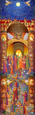 The Art for Advent CD offers the John Swanson serigraph Presentation in the Temple as an illustration for A Thrill of Hope: The Christmas Story in Word & Art, a DVD produced by Candler Seminary for Advent Bible study, worship & ministry. The John Swanson Art for Advent CD contains 6 full images of the Advent serigraphs: A Visit, Nativity, Shepherds, Epiphany, Flight Into Egypt & Presentation in the Temple along with 111 detail images of the serigraphs. The Art for Advent CD provides churches with Advent & Christmas images for Bulletin Covers, Powerpoint, Web & Blog.