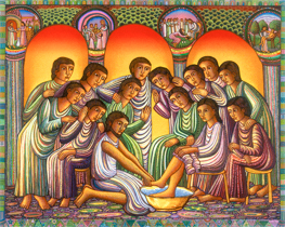 Washing of the Feet by John Swanson - Images for church bulletins, powerpoint available from Eyekons Church Image Bank.