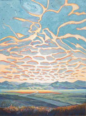 Chris Stoffel Overvoorde painting, Evening West, Alberta for sale from Eyekons Gallery