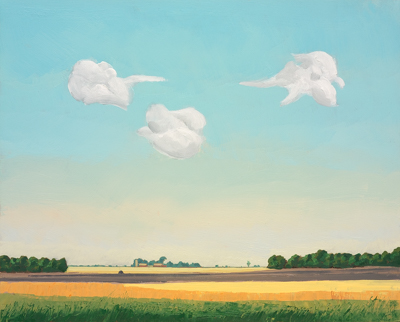 Chris Stoffel Overvoorde painting, Three Clouds, Zeeland, MI, for sale from Eyekons Gallery