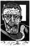 Chris Stoffel Overvoorde, Now What Noah Woodcut, link to Artist Home Page