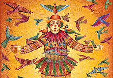 Papapageno, a serigraph by John August Swanson, is available as a stock image from Eyekons Stock Image Bank, www.eyekons.com. Eyekons Stock Image Bank offers religious and spiritual stock images.