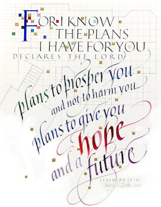 Jeremiah: 29-11, calligraphy by Tim Botts | The The Larry & Mary Gerbens Collection of Art Inspired by the Prodigal Son The calligraphy Jeremiah: 29-11, by Tim Botts is part of The Larry & Mary Gerbens Collection of Art inspired by the parable of the Prodigal Son. The Tim Botts calligraphy Jeremiah: 29-11, is featured in the book The Father & His Two Sons - The Art of Forgiveness