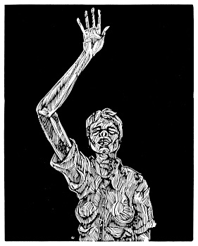 "Praise Him," a linocut - woodcut print by New Orleans artist Steve Prince