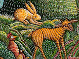 Psalm 23, detail of animals, by serigraph artist John August Swanson