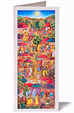 A Visit Christmas Card, by John August Swanson, from his original serigraph, Holiday cards John August Swanson, A Visit Christmas Card, from his original serigraph