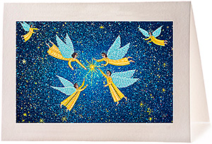 John August Swanson Angles On High Christmas Card, from his serigraph Epiphany inspired by The Adoration of the Magi as told in Matthew 2:1-12 Angles On High Christmas Card - by John Swanson - from his serigraph Epiphany inspired by the story of the Three Wisemen as told in Matthew 2:1-12