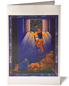 The Jester Greeting Card, by serigraph artist John August Swanson, Holiday Card John August Swanson, The Jester Greeting Card