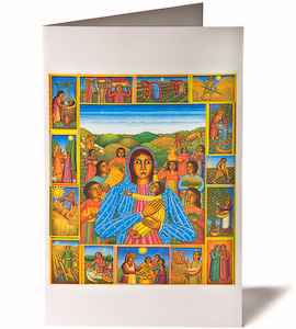 John August Swanson, Madonna of the Harvest Greeting Card, from his original serigraph Madonna of the Harvest Greeting Card, by Serigraph artist John August Swanson, Holiday Card