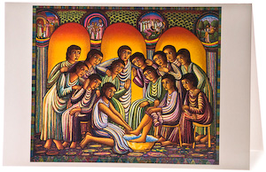 John August Swanson, Washing the Feet Greeting Card, serigraph artist Washing the Feet Greeting Card, by serigraph artist John August Swanson