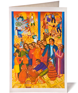 John August Swanson, Wedding Feast Greeting Card, from his original serigraph John August Swanson, Wedding Feast Greeting Card