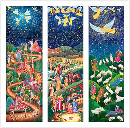 John August Swanson, Advent Triptych Greeting Card, Serigraph, Christmes/Holiday Cards